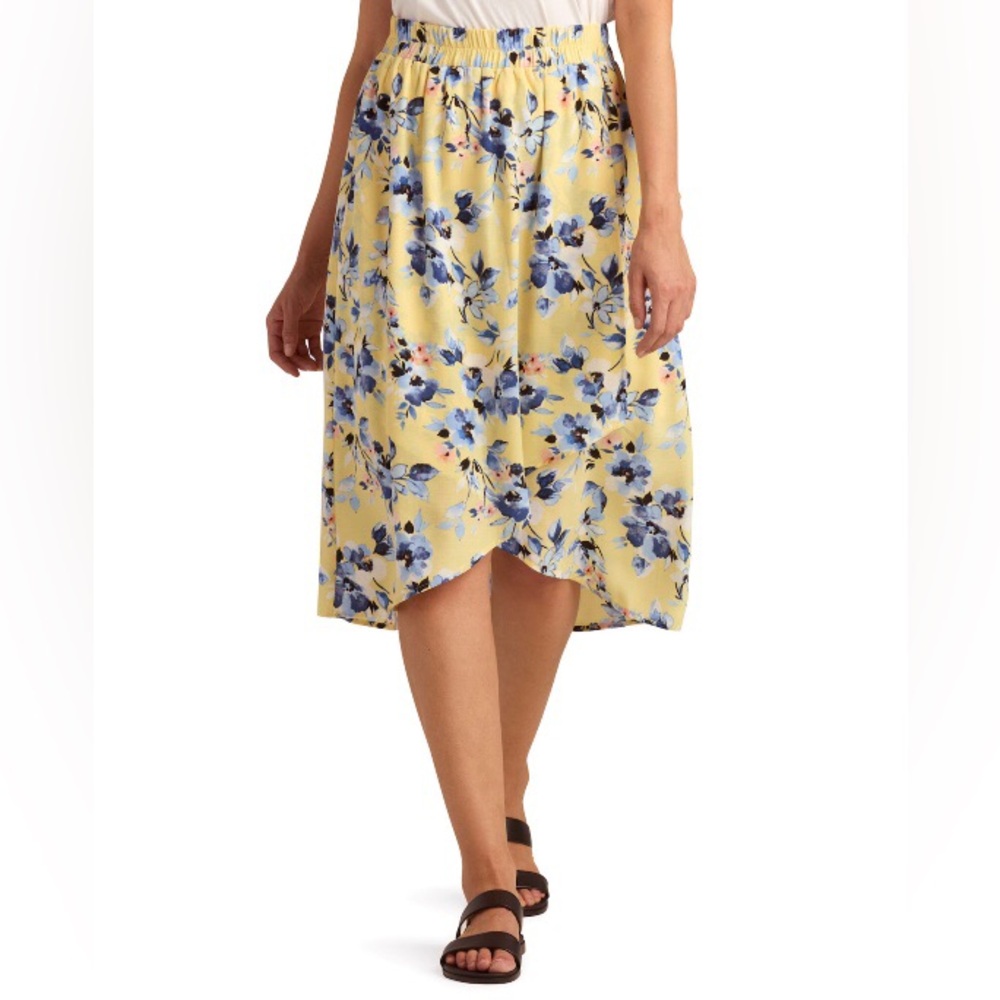 NWT AB Studio Women’s Yellow Pull On High-Low Hem Skirt Size XXL